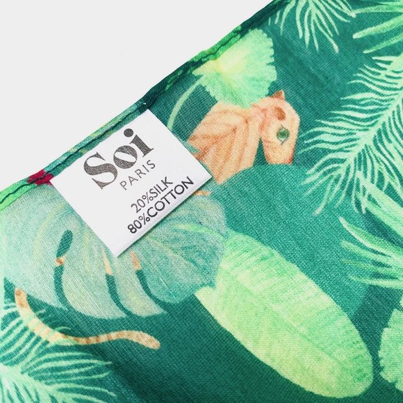 Soi Paris Silk Scarf in Tiger Cotton Square Scarf Handkerchief - Picture 4 of 6